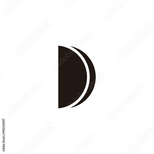 Letter D double, semicircle geometric symbol simple logo vector
