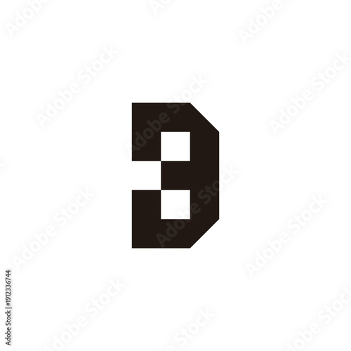 Wallpaper Mural Number 3 shaped D square, outline geometric symbol simple logo vector Torontodigital.ca