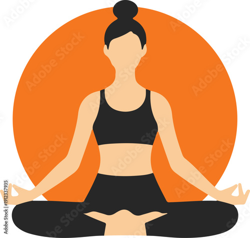 Women in yoga pose, healthy life and medation vector illustration
