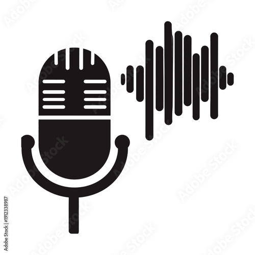 Microphone icon with sound wave visualization