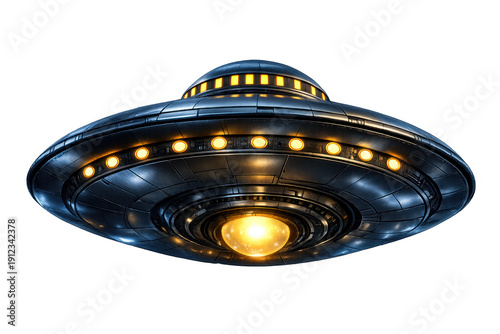UFO flying saucer glowing with mysterious lights