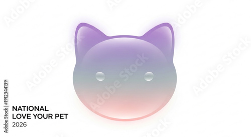 Purple and pink gradient cat face illustration for national love your pet day 2026