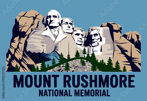 Iconic Mount Rushmore National Memorial Surrounded by Lush Green Pines Against a Clear Blue Sky
