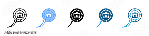 Career Goal icon set multiple style collection