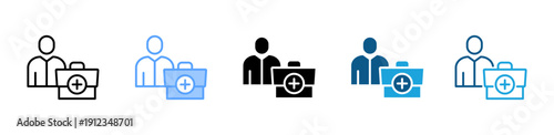 Medical Assistance icon set multiple style collection