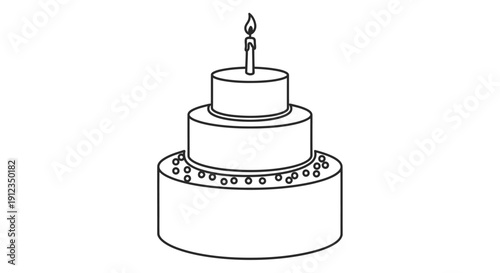 Three Tiered Birthday Cake with Candle 1.