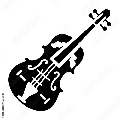 fiddle silhouette icon illustration for folk music and string instrument design