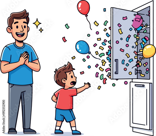 Confetti Explosion Surprise Flat 2D Vector Isolated on Transparent Background