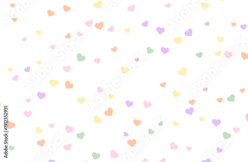 ハート散りばめバレンタイン背景 パステルマルチカラーパターン
