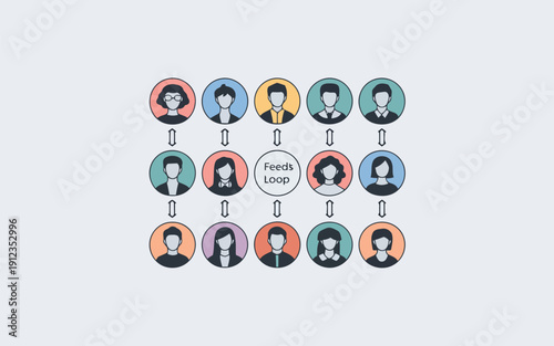 Team members connected through a central figure representing team leadership