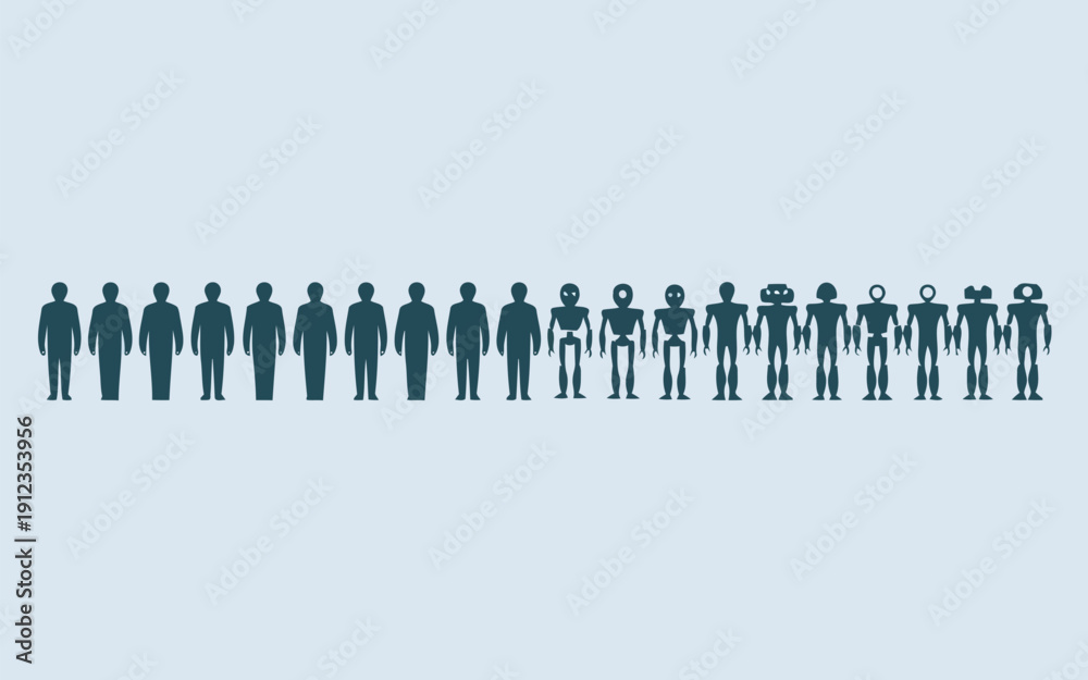 Naklejka premium Uniformed figures standing in a single-file line formation