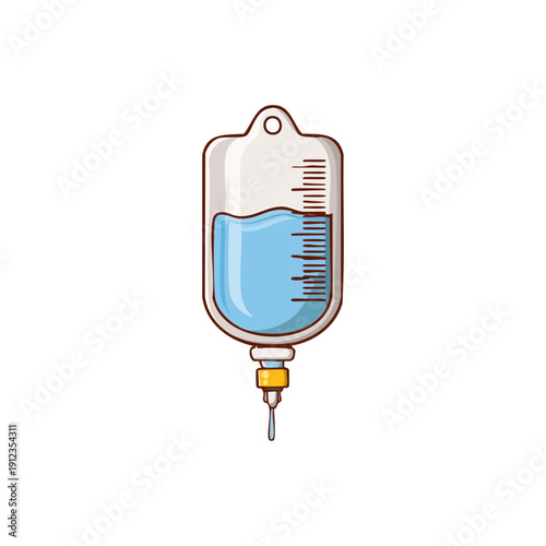 Medical intravenous drip bag icon, symbolizing fluid therapy, hydration, and medical treatment