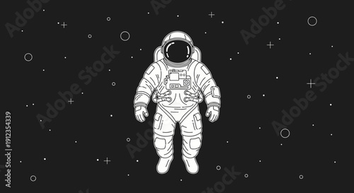 Astronaut in Space Suit Floating Alone.