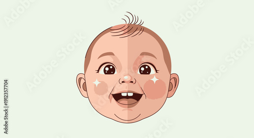 Happy Baby Face with Open Mouth Smiling.