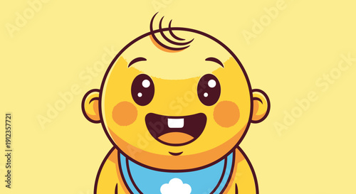 Happy Cartoon Baby Boy Smiling Face 1.