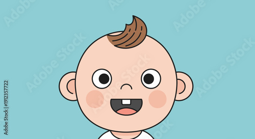 Happy Cartoon Baby Boy with Tooth.