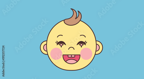 Happy Cartoon Baby Face Illustration.