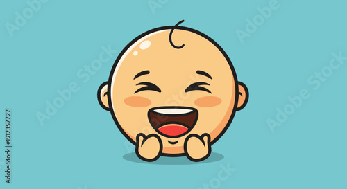 Happy Cartoon Baby Character with Joyful Expression.