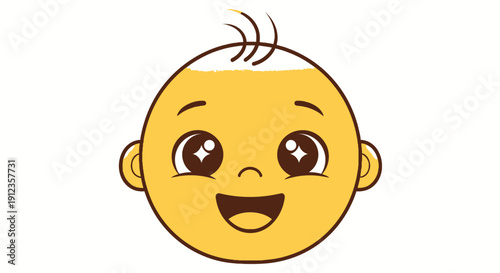 Happy Cartoon Baby Face Smiling Cute.