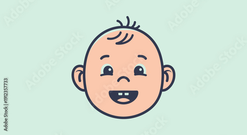 Happy Cartoon Baby Face Smiling Illustration.
