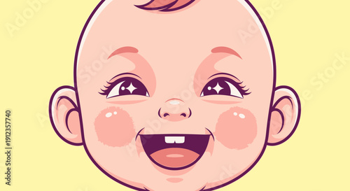 Happy Cartoon Baby Face Smiling.