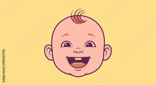 Happy Cartoon Baby Face with Open Mouth 10.