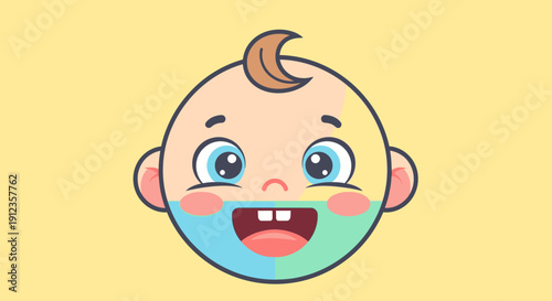 Happy Cartoon Baby Face with Open Mouth 11.