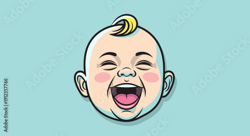 Happy Cartoon Baby Face with Open Mouth 9.