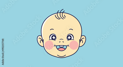 Happy Cartoon Baby Face with Smile 2.
