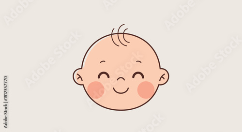 Happy Cartoon Baby Face with Smile 6.