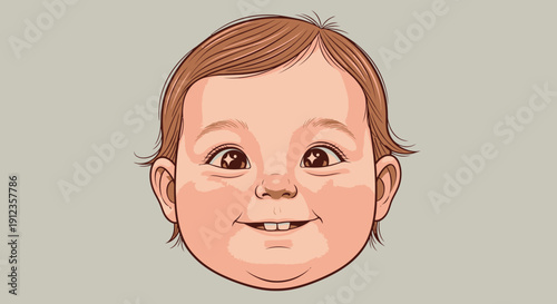 Happy Cartoon Baby Face with Smile 7.