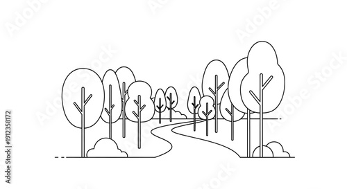 Illustration of trees on landscape.