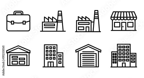 Collection of real estate icons representing sales, rentals, and property transactions for housing market applications