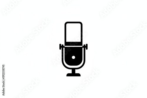 Retro Microphone Icon: Simple vector art, perfect for podcast, recording, broadcasting, and audio-related themes, capturing the essence of classic communication.
