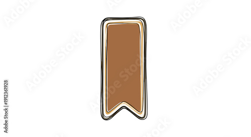 Brown decorative ribbon bookmark with silver outline  