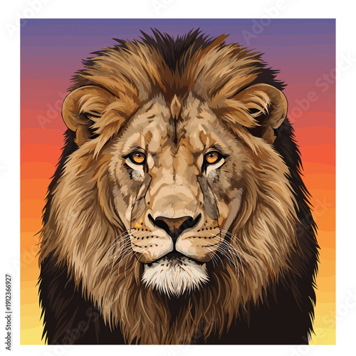 Male Lion Portrait with Majestic Mane.