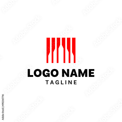 Minimalist Bottles Logo Negative Space Red Stripes Bar Concept