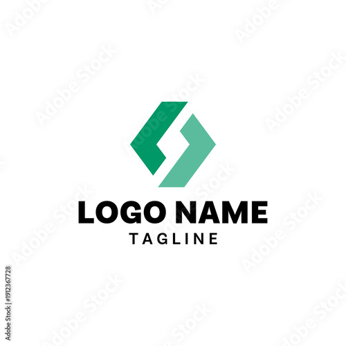 Free Download Abstract logo template geometric green shape design S letter minimal branding - GFXLoad