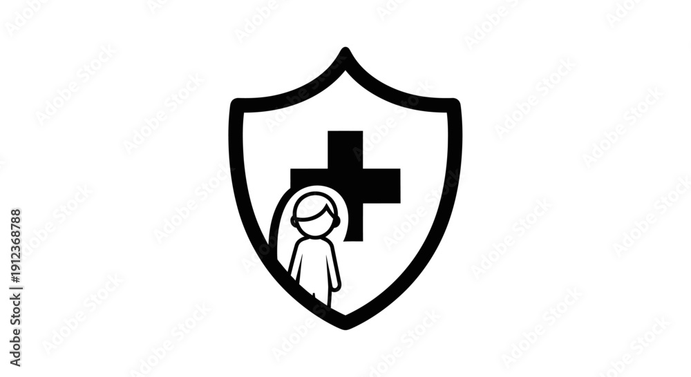 Fototapeta premium Medical Protection Shield Icon Symbol.