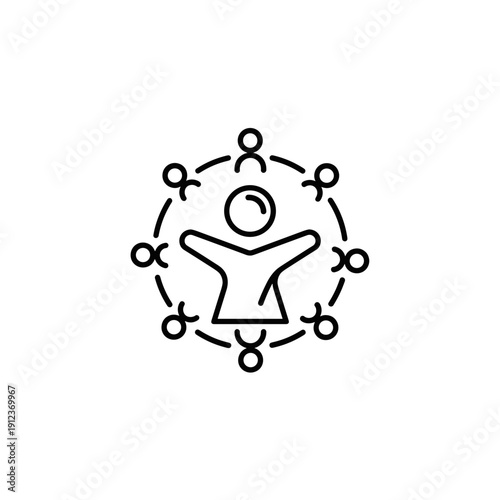 Community care symbol with people connecting in a circle  