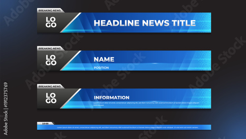 set blue corporate lower third for headline ready to animation