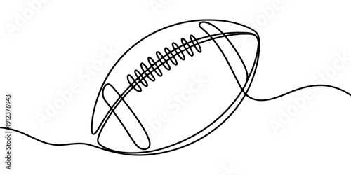 Continuous line drawing of an american football ball for sports and competition designs.