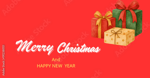 Red background and merry Christmas