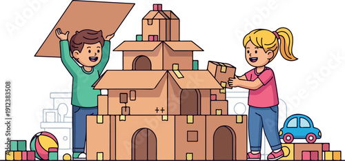 Siblings Hugging on Sofa Isolated Transparent Background Flat 2D Vector Illustration