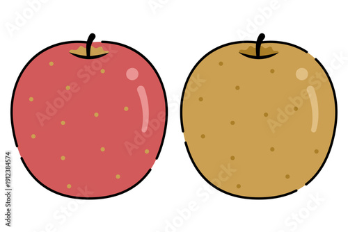 りんごと梨のイラストセット2