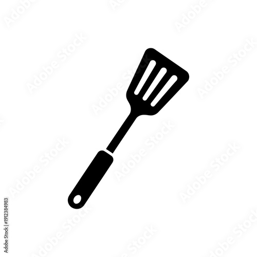 flat black silhouette icon of spatula baking tool, minimal flat design for world baking day concept
