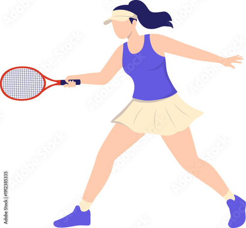 Female Tennis Player Vector Illustration