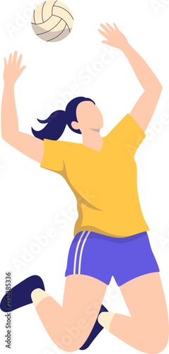 Female Volleyball Player Spiking Ball