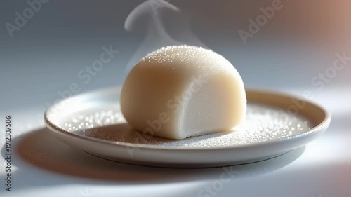 Steaming Hot Bun on White Plate.