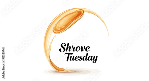 A graphic illustration for Shrove Tuesday featuring a pancake with syrup on a clean white background.